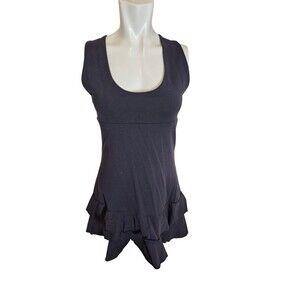 Biondo Beverly Hills Ruffled Scoop Dress Crisscross Stretch Jersey Black sz S/M